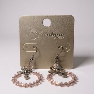 Rainbow Pink and Silver Hoop Earrings